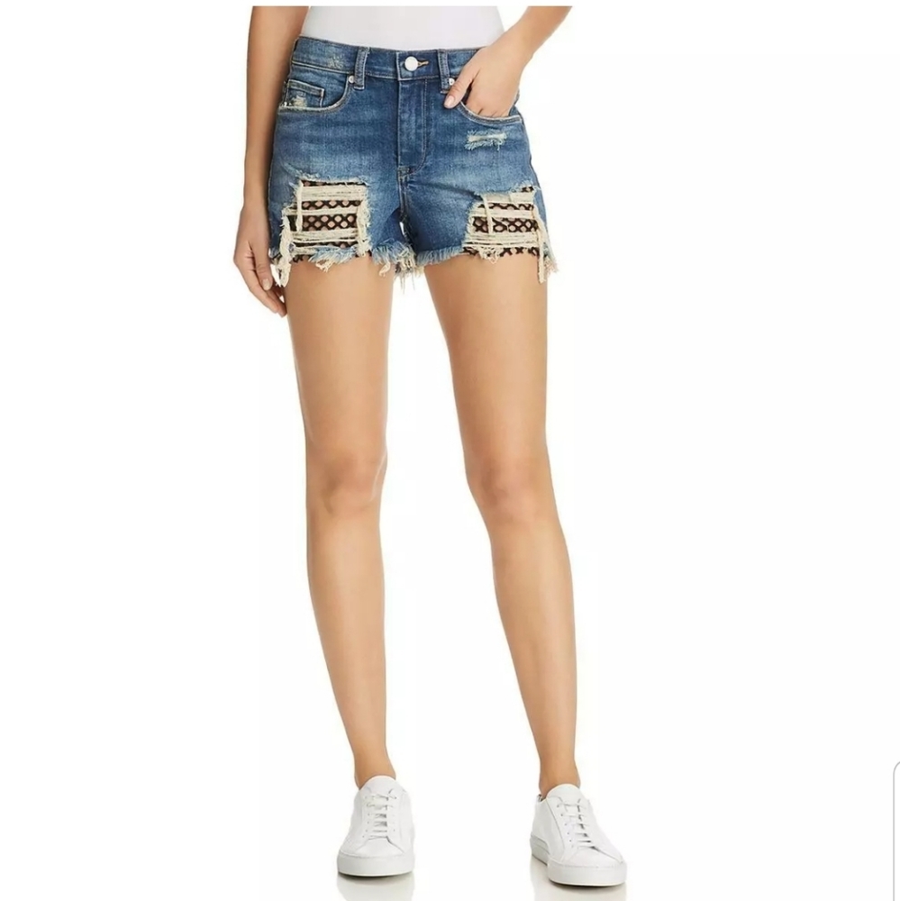 Blank NYC Mesh Detail Denim Shorts New